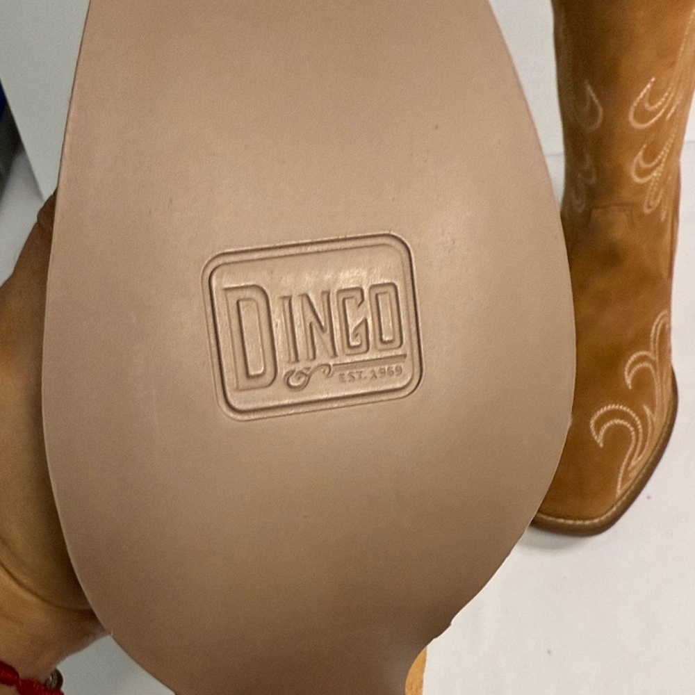Dingo Brown Suede Embroidered Heeled Boots - Picture 7 of 9